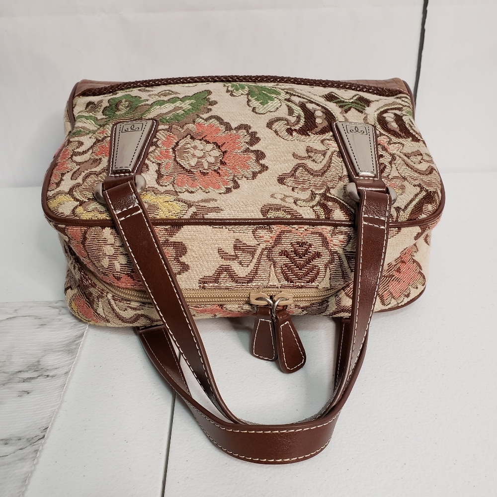 *SOLD* Marlo Floral Tapestry Croc Embossed Handbag - Picture 4 of 8